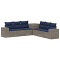 vidaXL Zestaw Sof 7 pcs Szary i granatowy Rattan polietylenowy i stal
