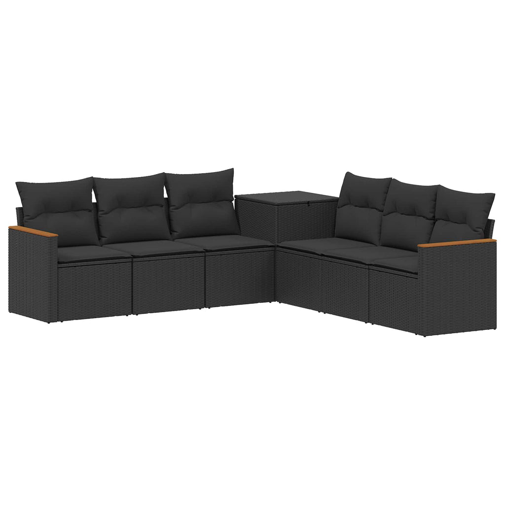 vidaXL Zestaw Sof 7 pcs Czarny Rattan polietylenowy i stal