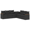 vidaXL Zestaw Sof 7 pcs Czarny Rattan polietylenowy i stal