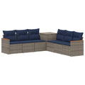 vidaXL Zestaw Sof 7 pcs Szary i granatowy Rattan polietylenowy i stal