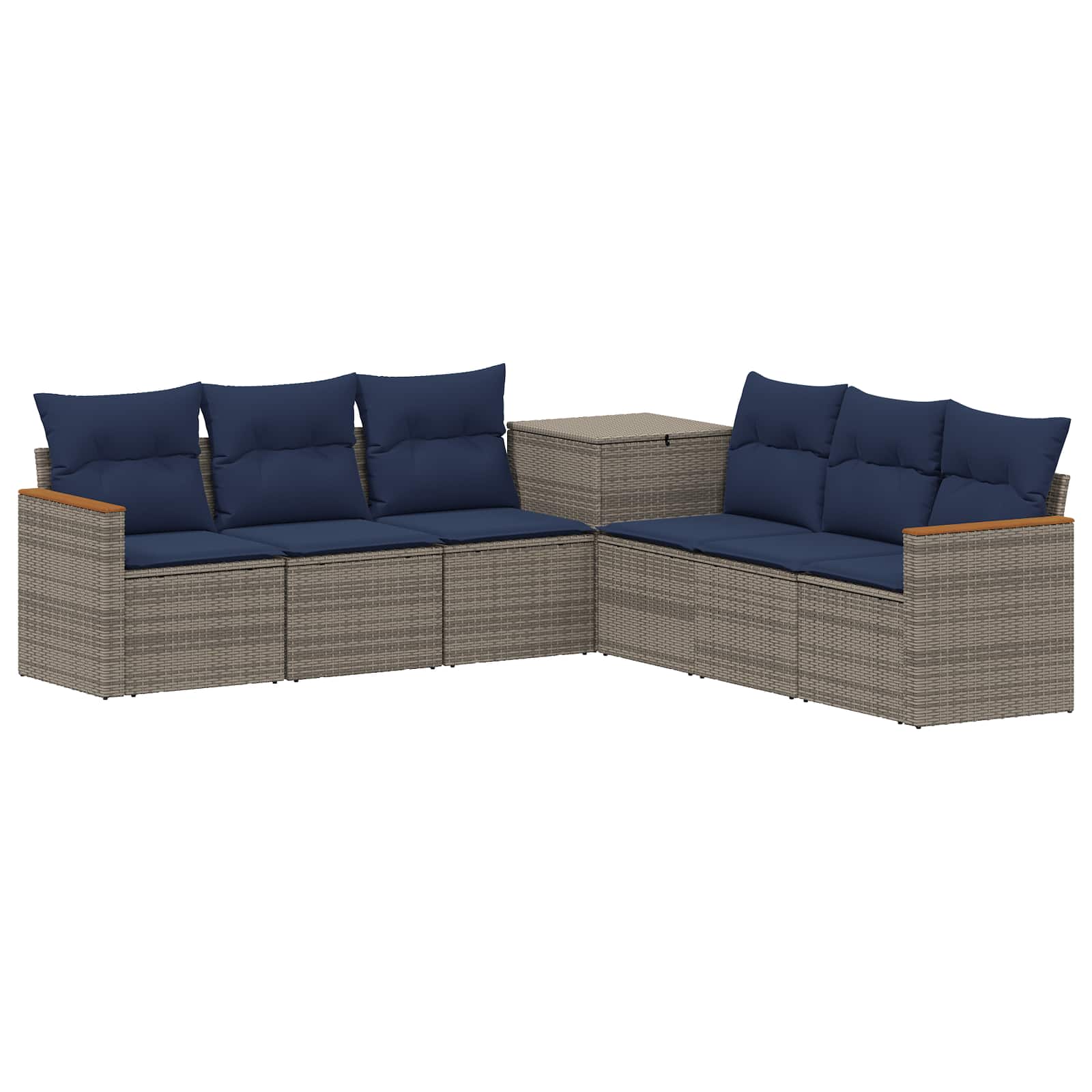 vidaXL Zestaw Sof 7 pcs Szary i granatowy Rattan polietylenowy i stal
