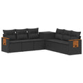 vidaXL Zestaw Sof 7 pcs Czarny Rattan polietylenowy i stal