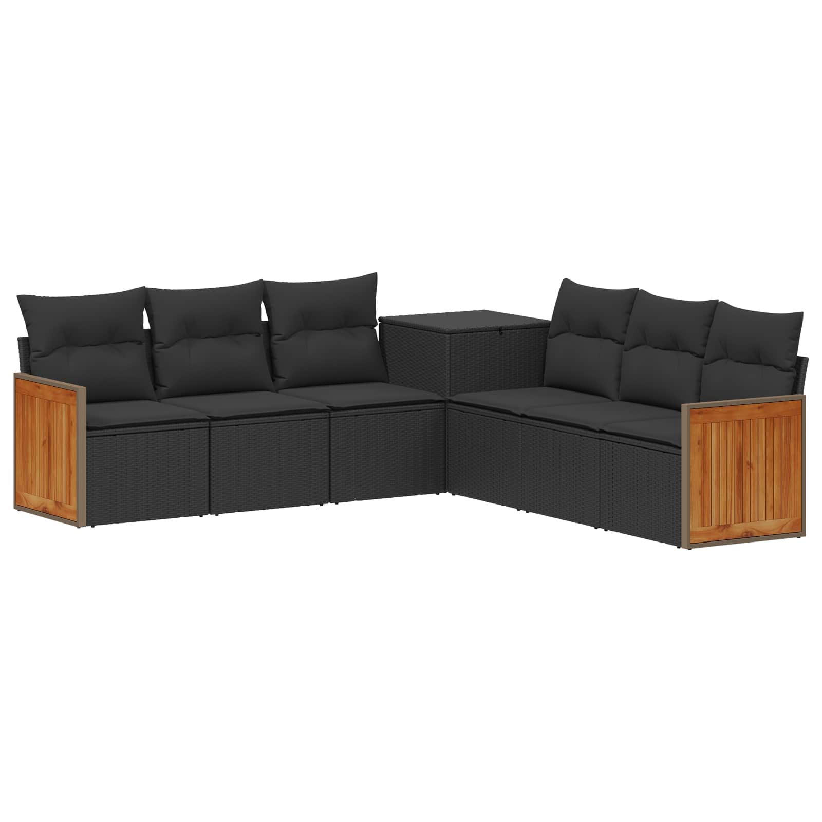 vidaXL Zestaw Sof 7 pcs Czarny Rattan polietylenowy i stal