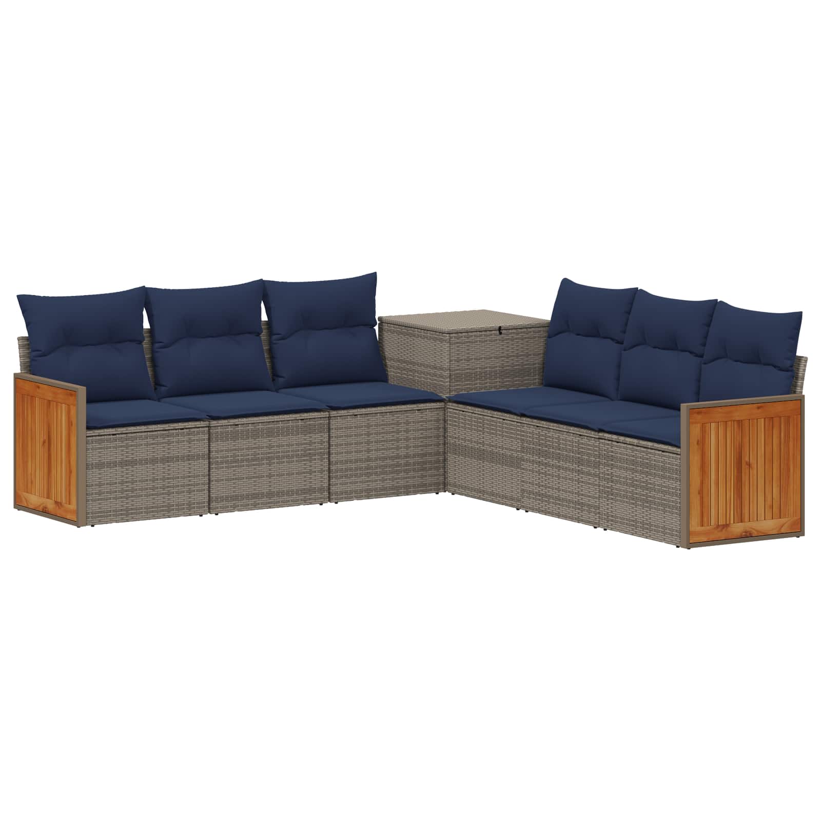 vidaXL Zestaw Sof 7 pcs Szary i granatowy Rattan polietylenowy i stal