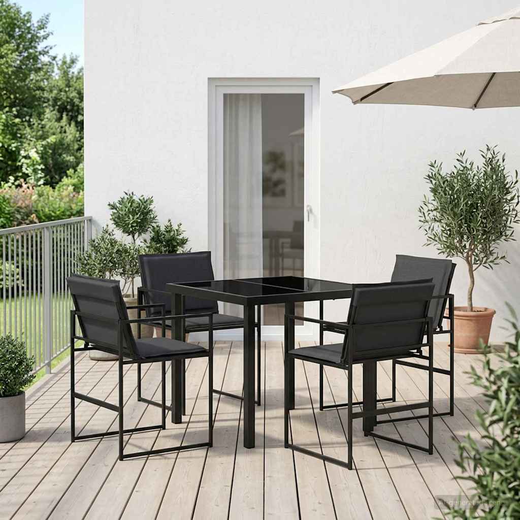 vidaXL Zestaw do jadalni w ogrodzie 5 pcs Czarny i ciemnoszary