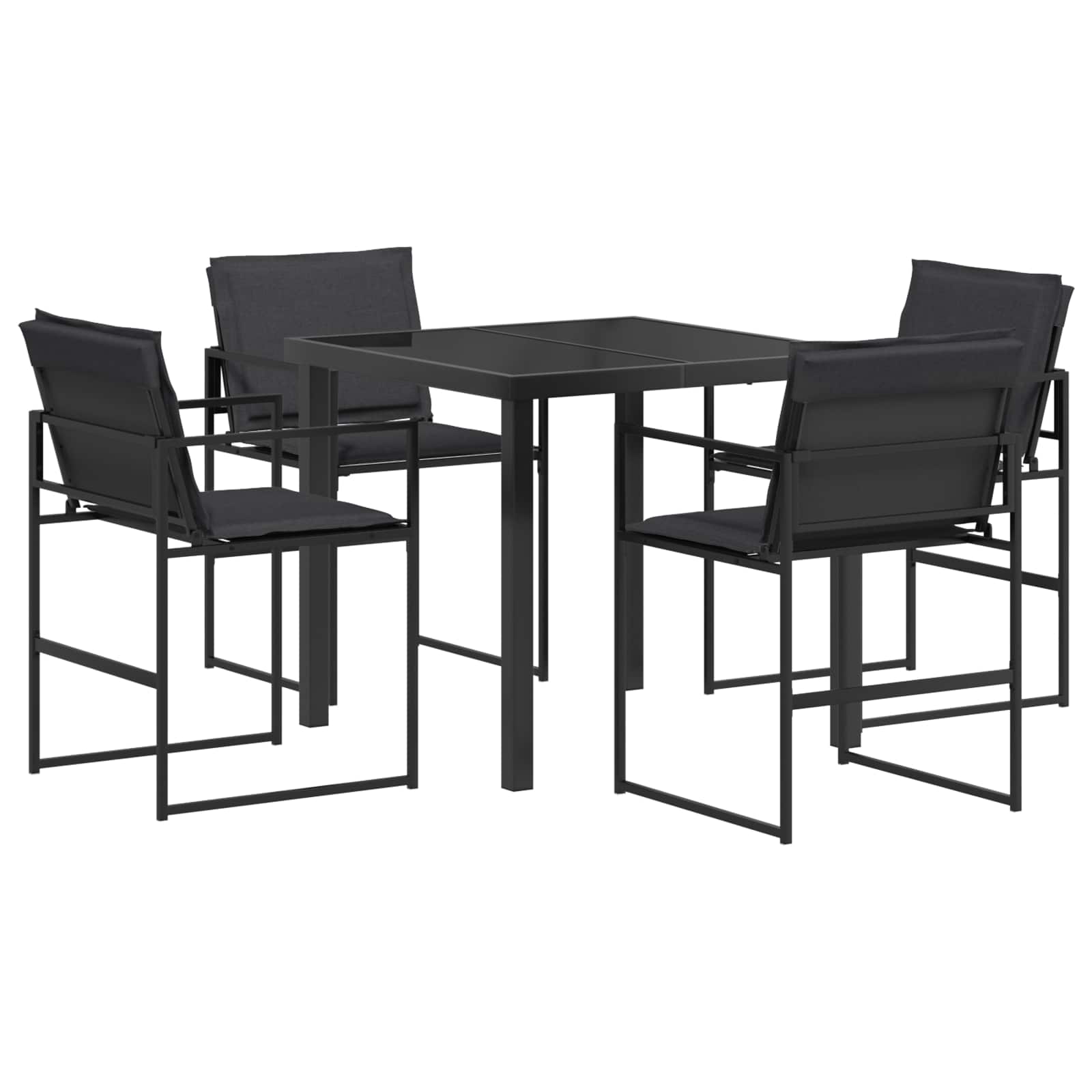 vidaXL Zestaw do jadalni w ogrodzie 5 pcs Czarny i ciemnoszary