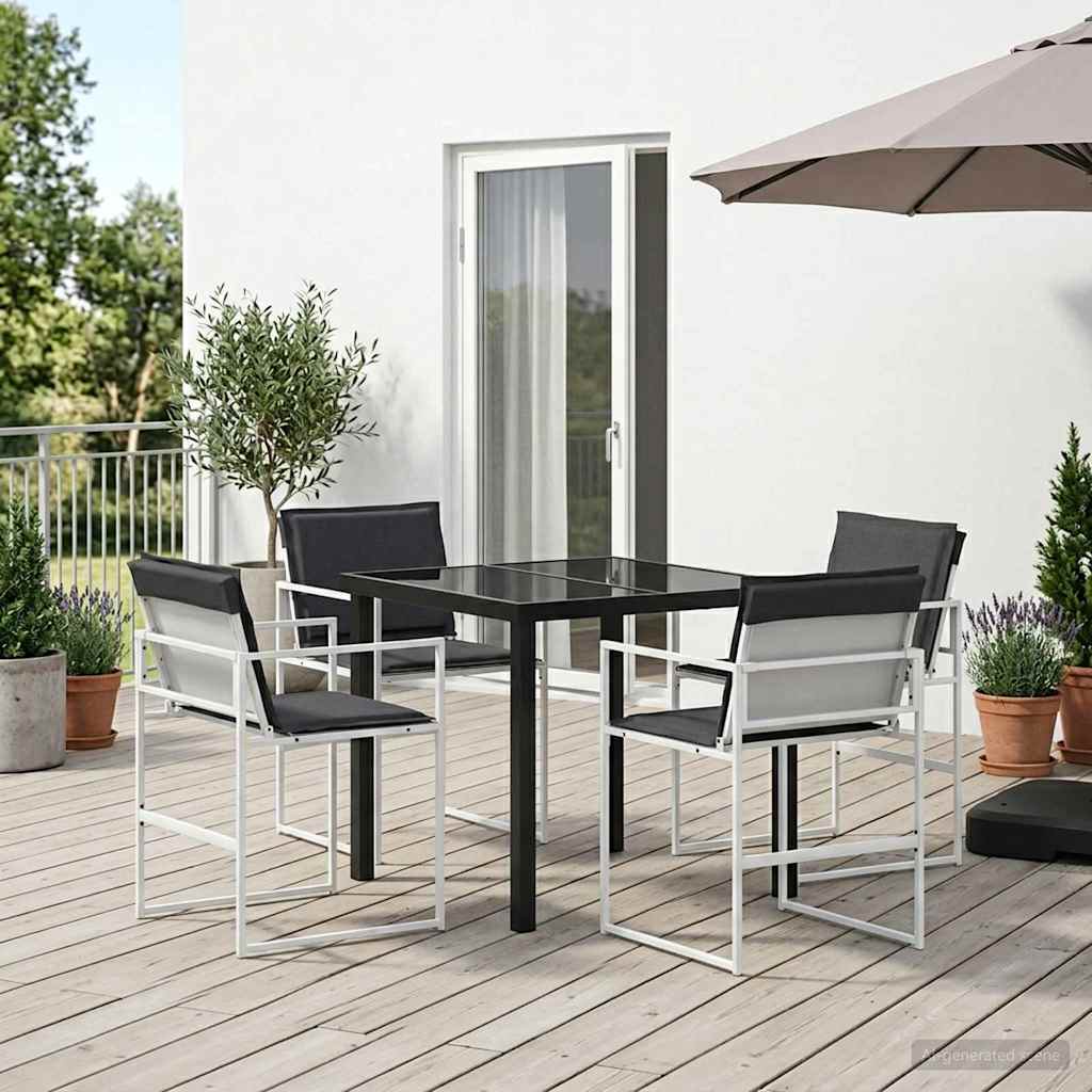 vidaXL Zestaw do jadalni w ogrodzie 5 pcs Biały i antracyt