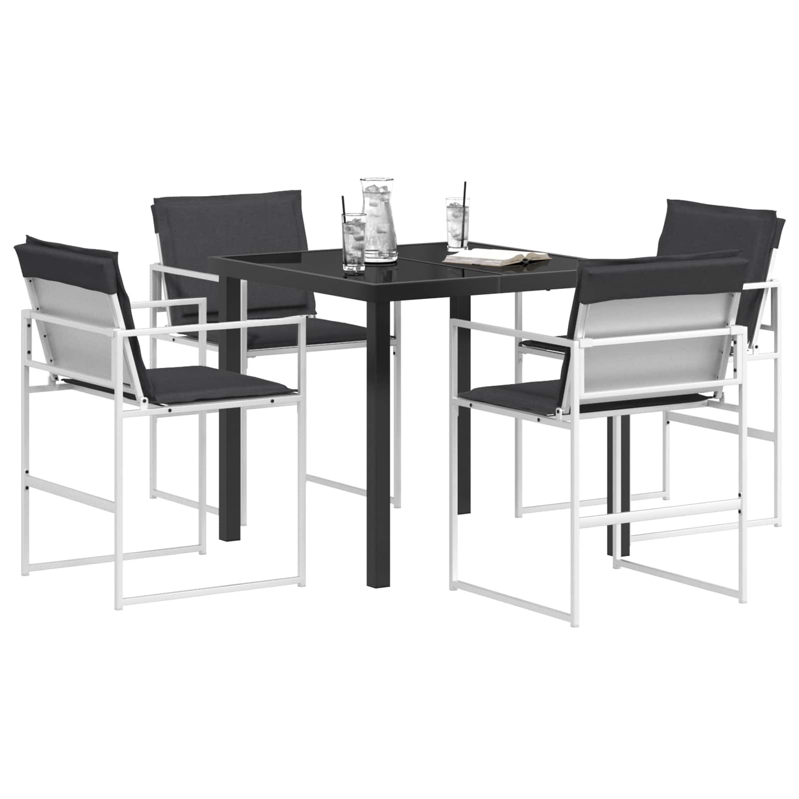 vidaXL Zestaw do jadalni w ogrodzie 5 pcs Biały i antracyt