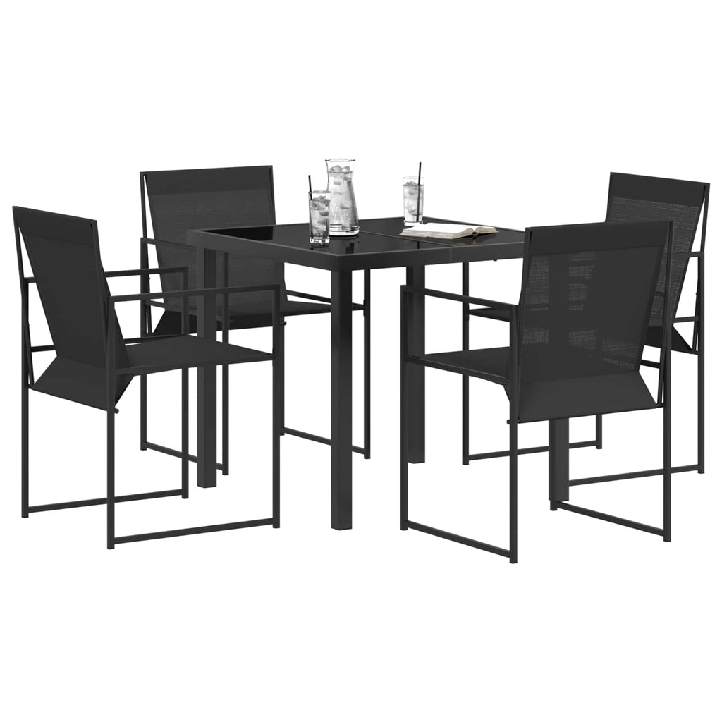 vidaXL Zestaw do jadalni w ogrodzie 5 pcs Czarny Tekstylna i stalowa