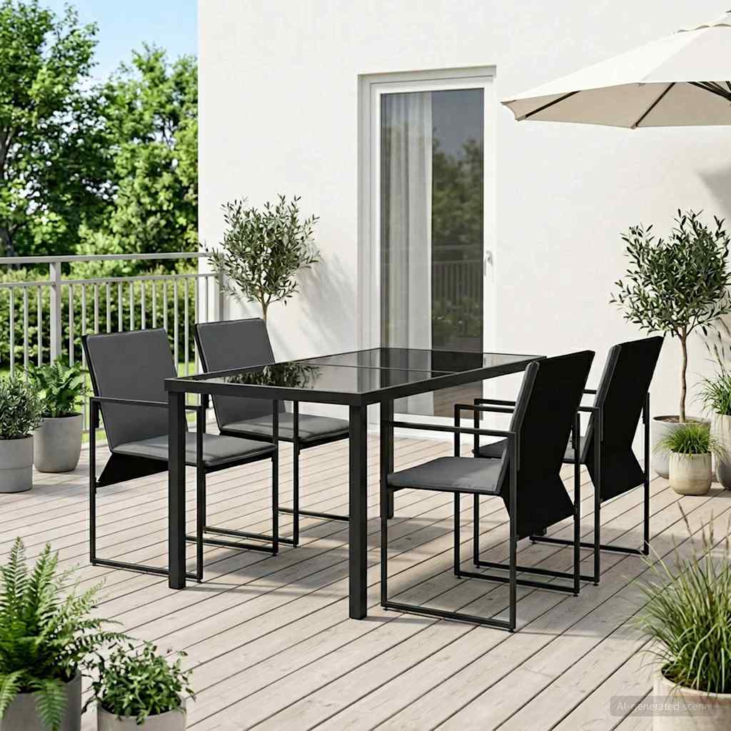 vidaXL Zestaw do jadalni w ogrodzie 5 pcs Czarny i antracyt