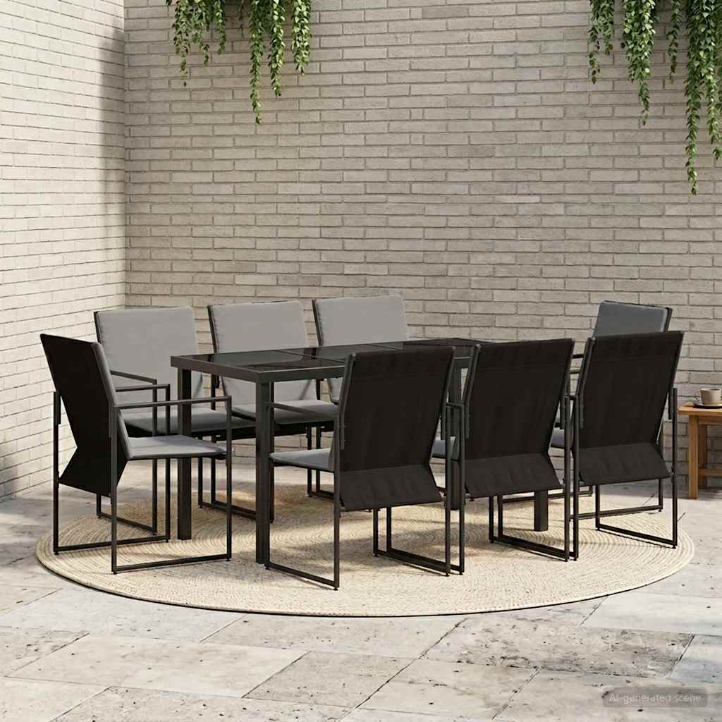 vidaXL Zestaw do jadalni w ogrodzie 9 pcs Czarny i antracyt