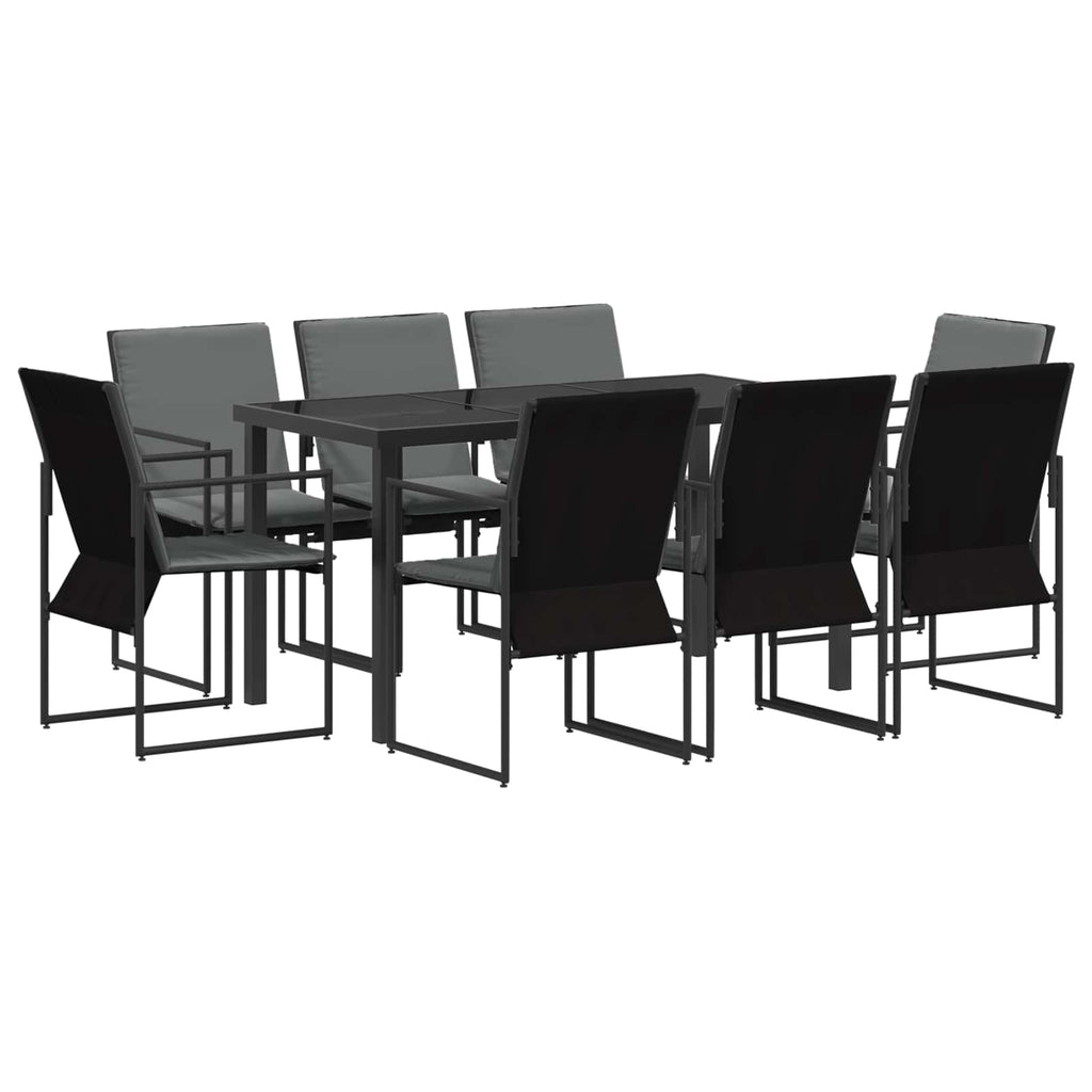 vidaXL Zestaw do jadalni w ogrodzie 9 pcs Czarny i antracyt