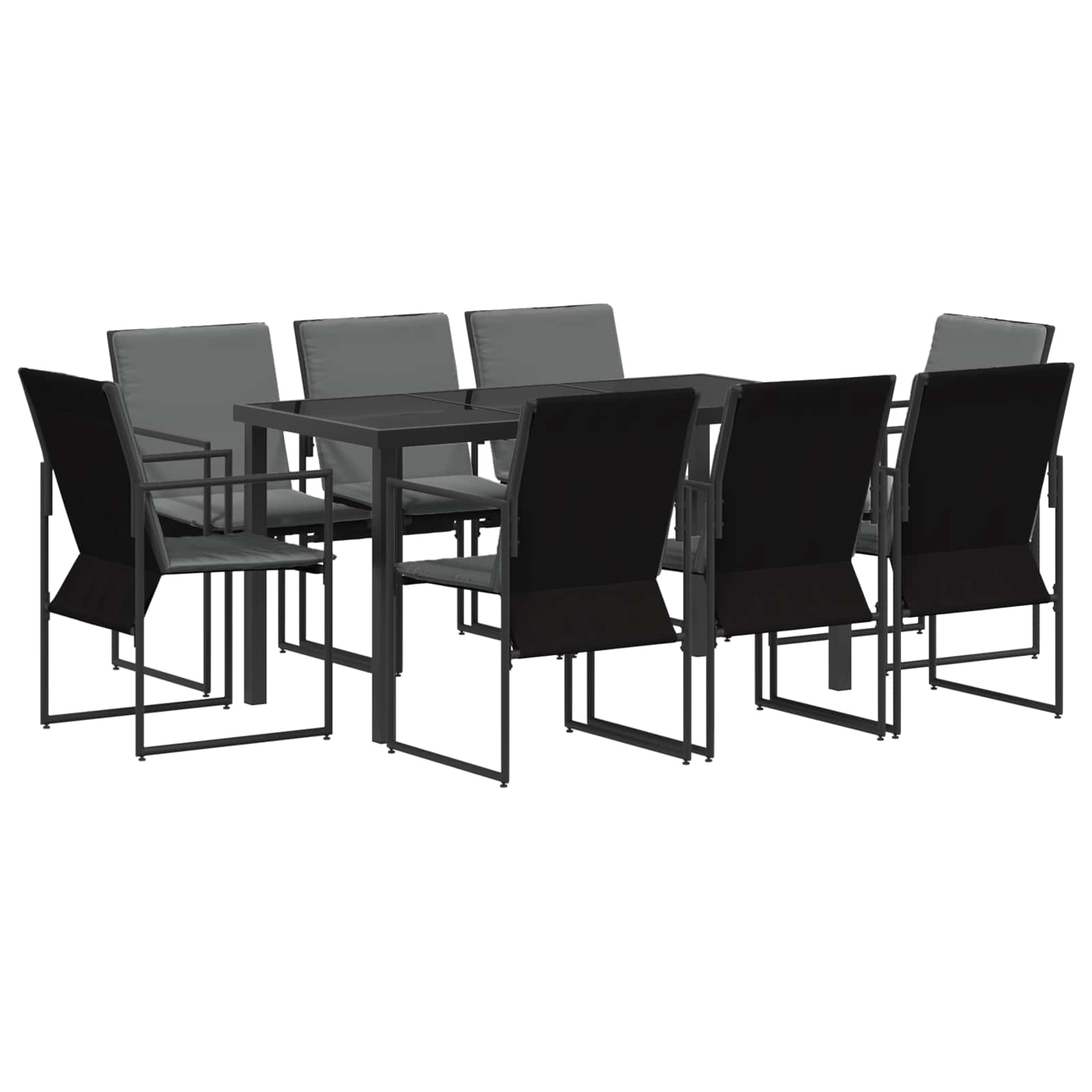 vidaXL Zestaw do jadalni w ogrodzie 9 pcs Czarny i antracyt