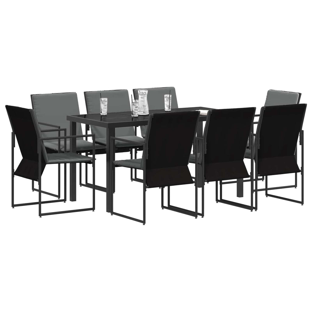 vidaXL Zestaw do jadalni w ogrodzie 9 pcs Czarny i antracyt