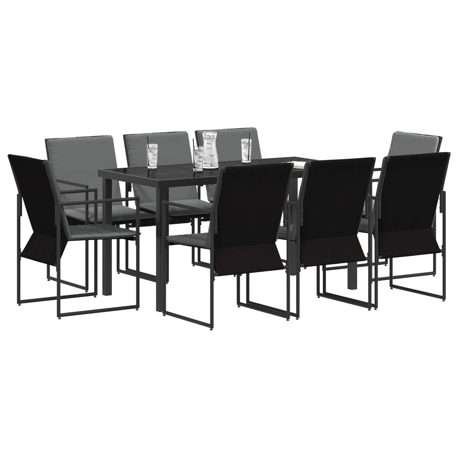 vidaXL Zestaw do jadalni w ogrodzie 9 pcs Czarny i antracyt