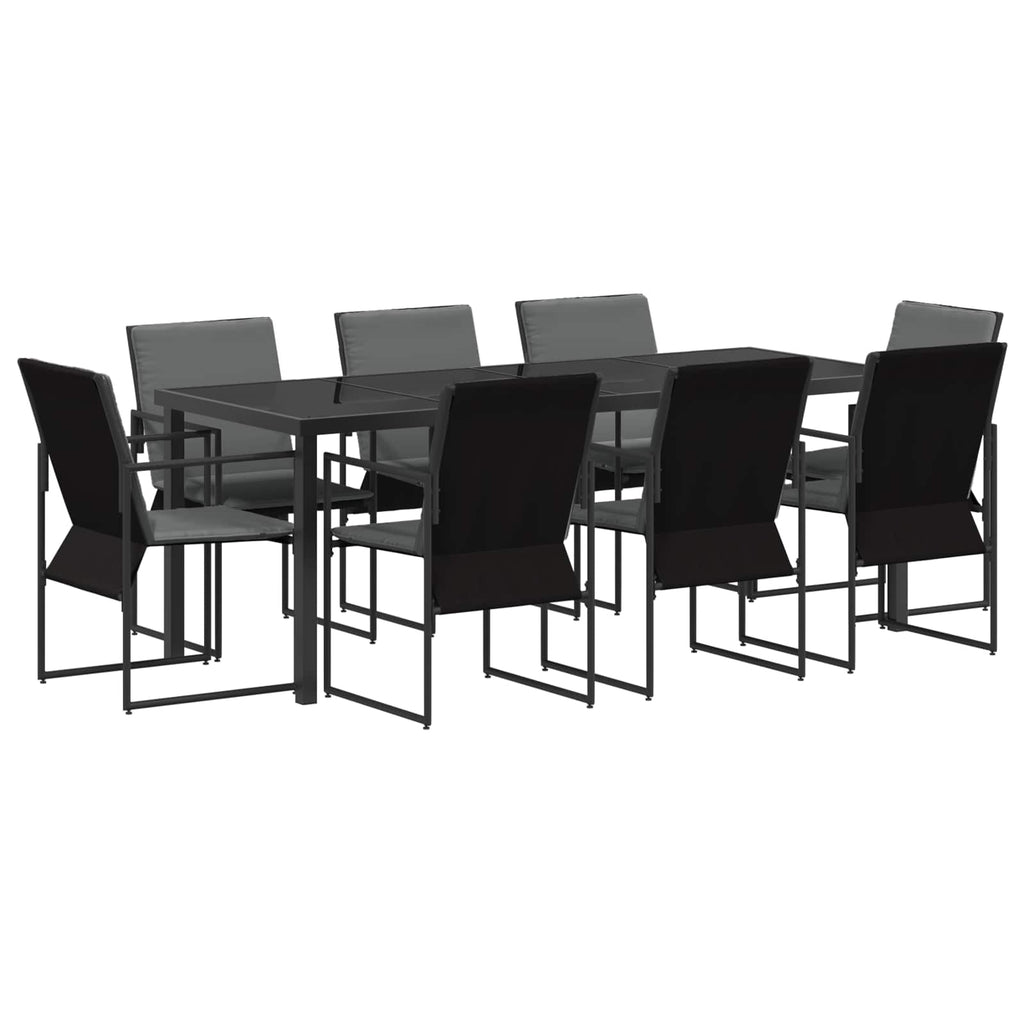 vidaXL Zestaw do jadalni w ogrodzie 9 pcs Czarny i antracyt
