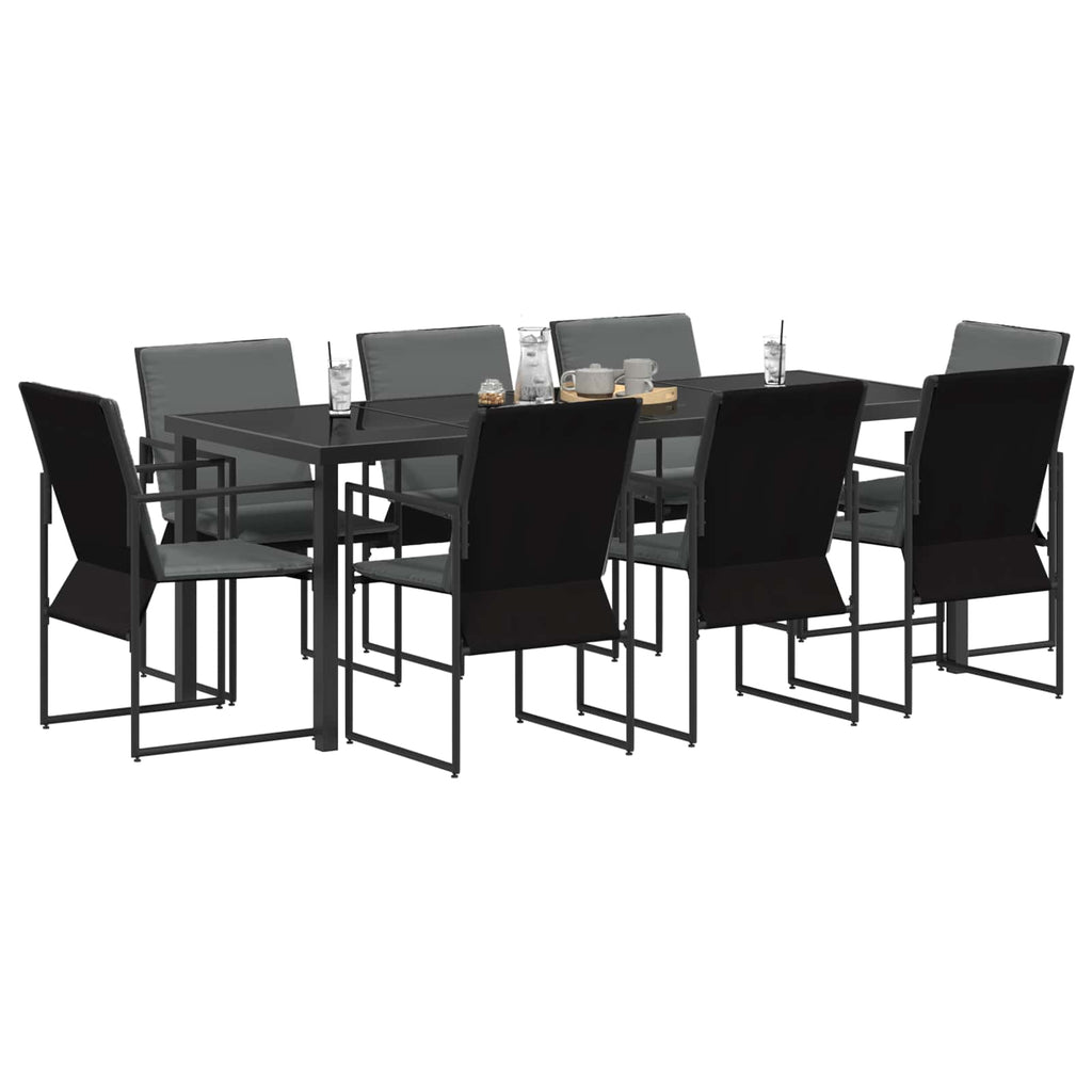 vidaXL Zestaw do jadalni w ogrodzie 9 pcs Czarny i antracyt