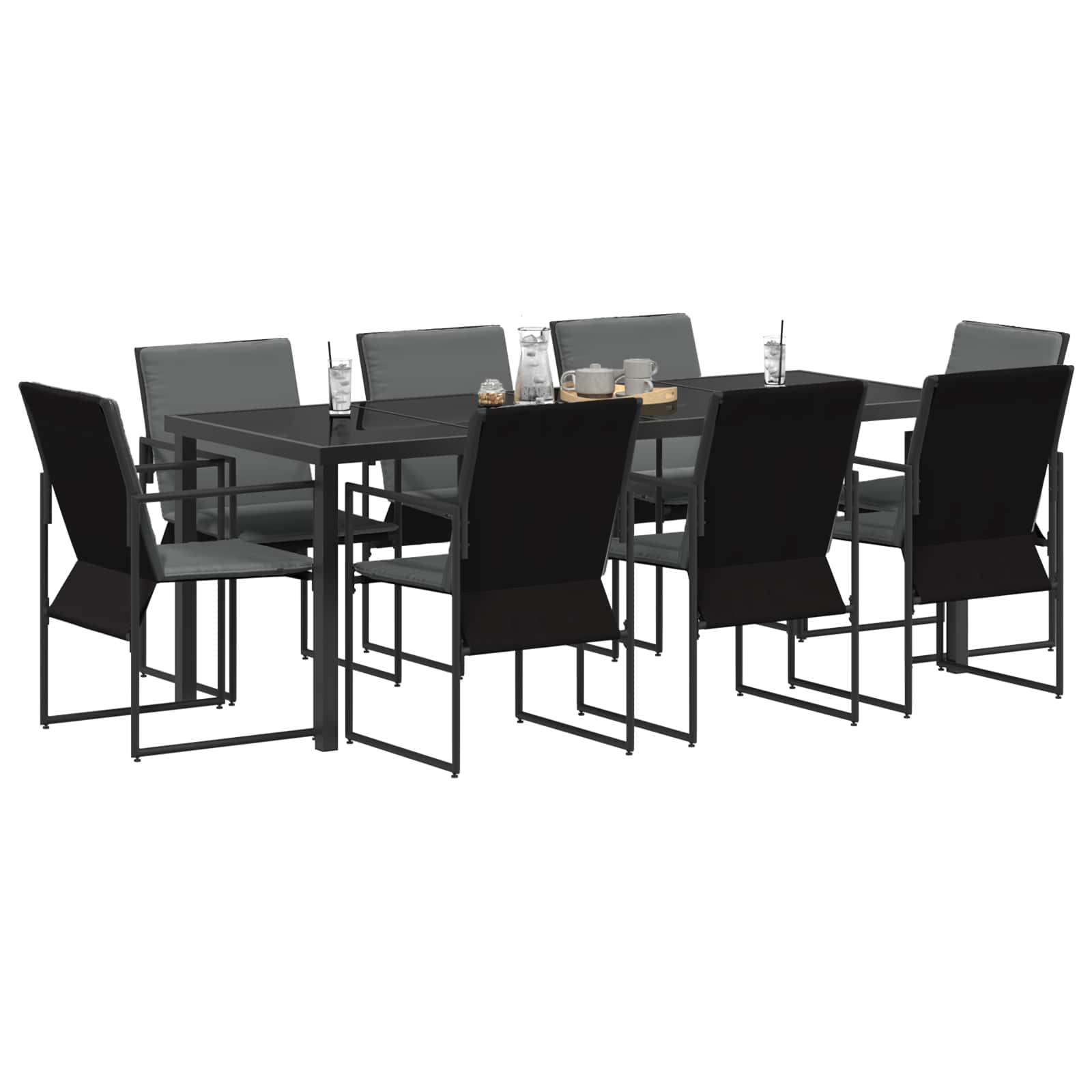 vidaXL Zestaw do jadalni w ogrodzie 9 pcs Czarny i antracyt