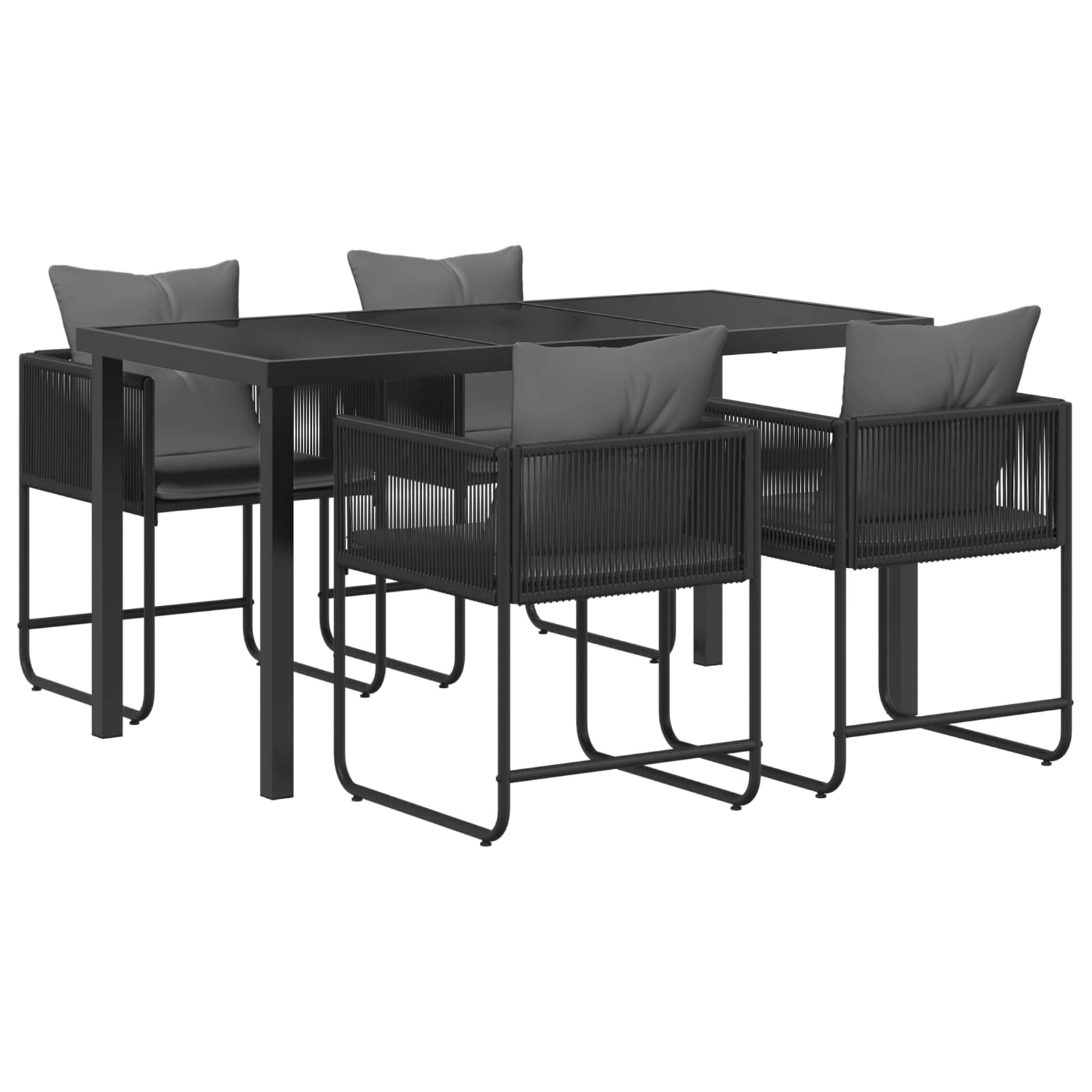 vidaXL Zestaw do jadalni w ogrodzie 5 pcs Czarny i antracyt