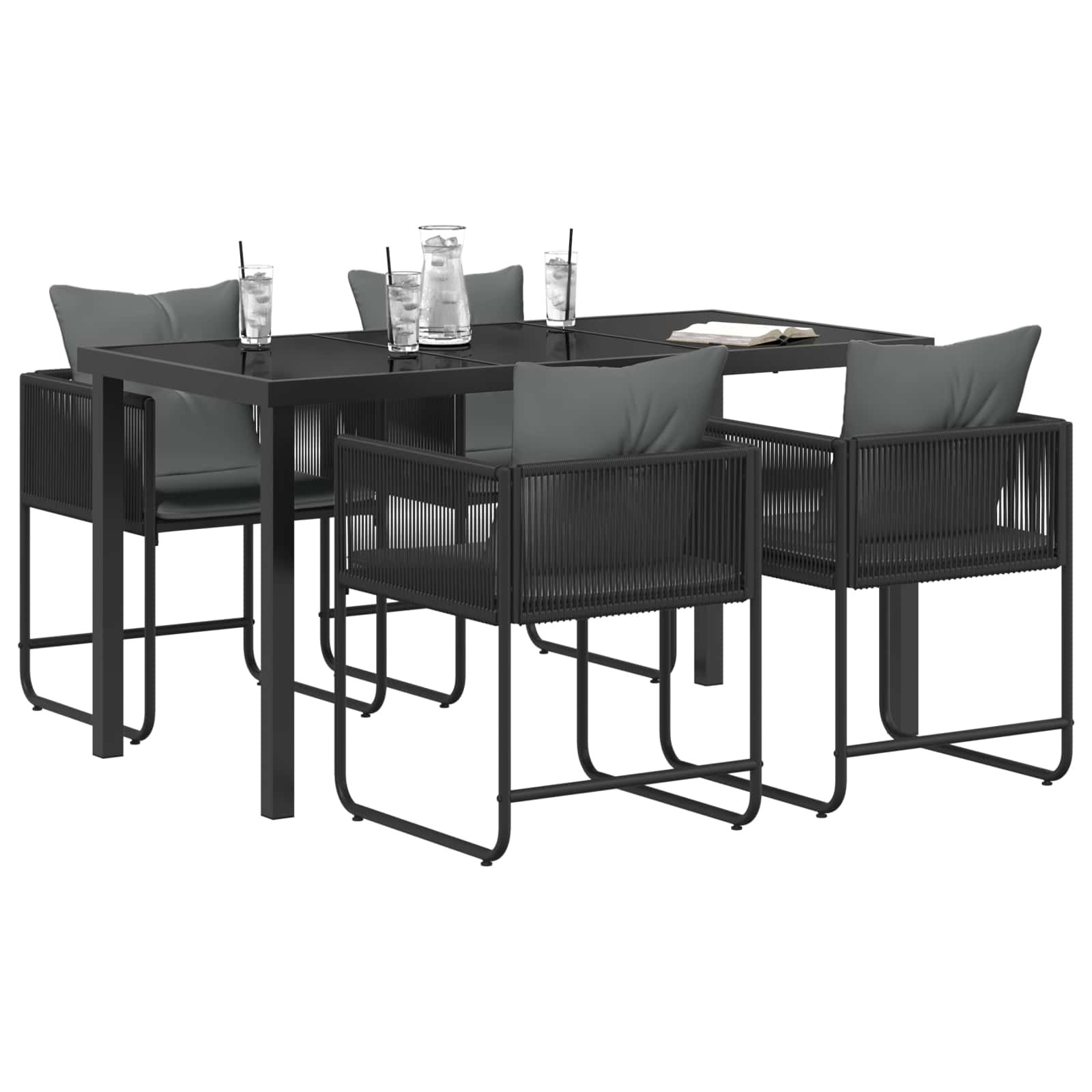 vidaXL Zestaw do jadalni w ogrodzie 5 pcs Czarny i antracyt