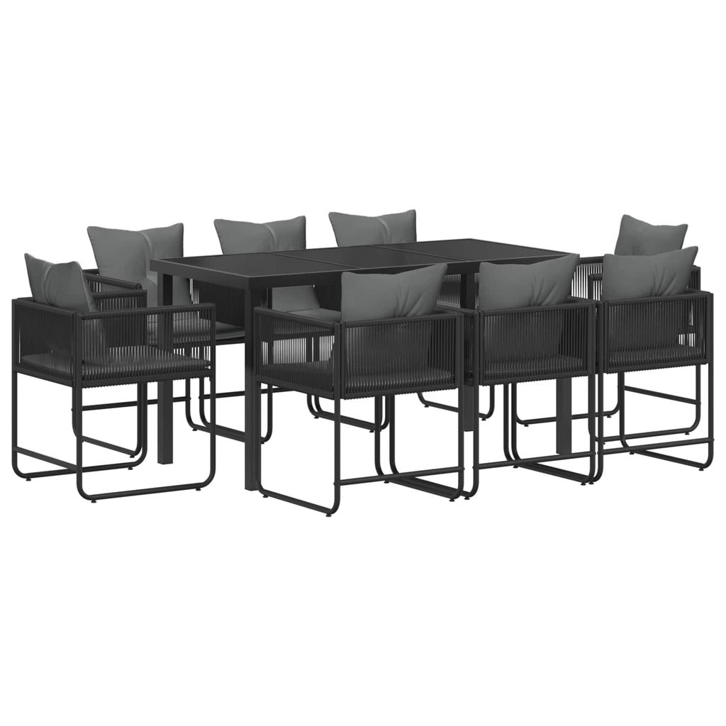 vidaXL Zestaw do jadalni w ogrodzie 9 pcs Czarny i antracyt