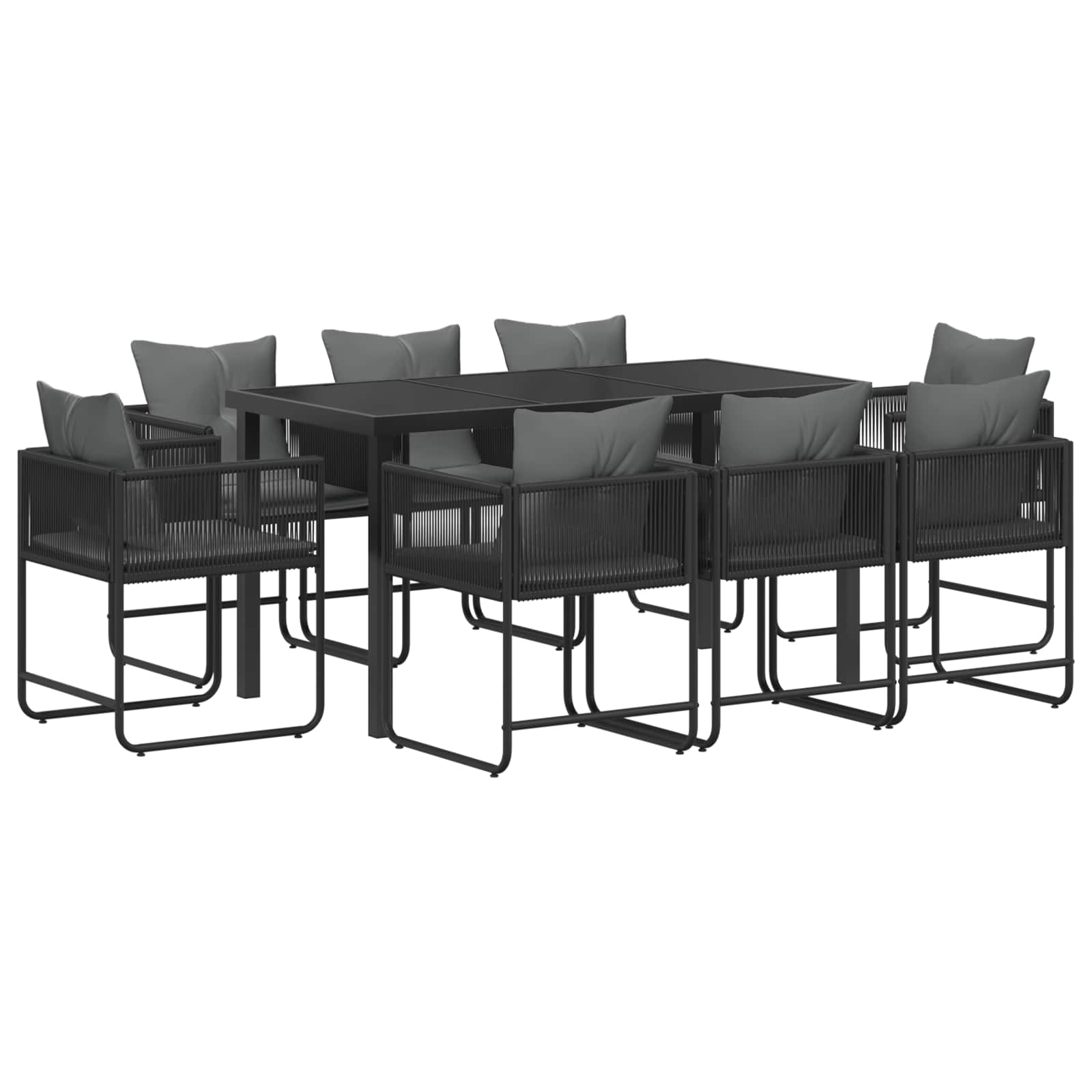 vidaXL Zestaw do jadalni w ogrodzie 9 pcs Czarny i antracyt