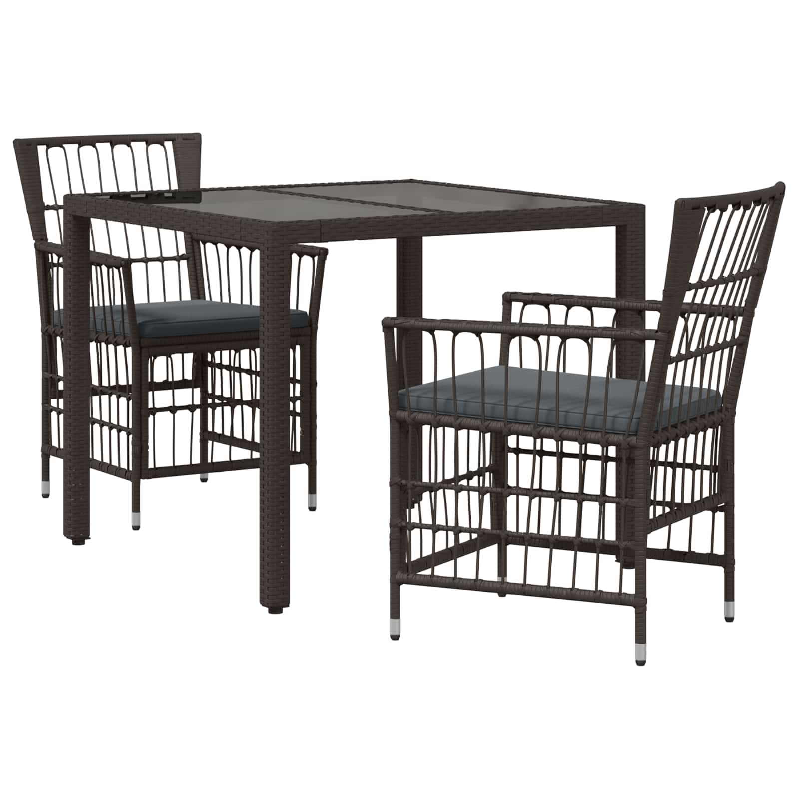 vidaXL Zestaw do jedzenia na zewnątrz 3 szt. Czarny polirattan