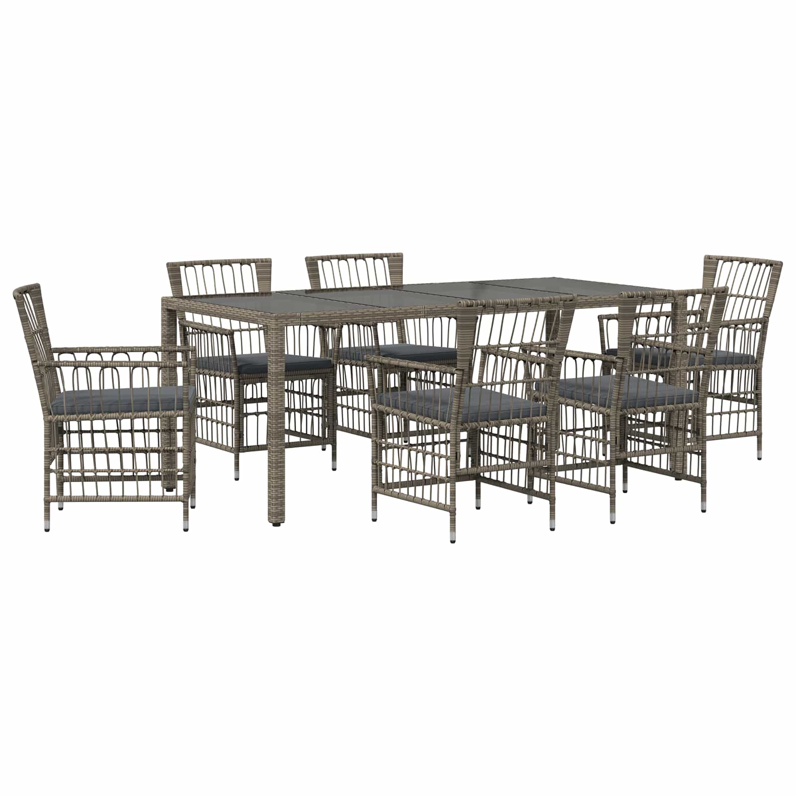 vidaXL Zestaw do jedzenia na zewnątrz 7 szt. Szary polirattan