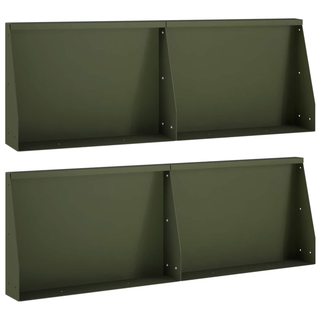 vidaXL Mur oporowy 4 szt. 60 x 12 x 30 cm Stal Oliwkowy zielony