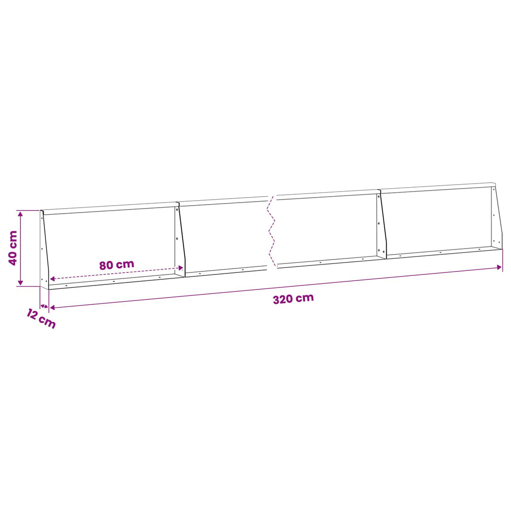 vidaXL Mur oporowy 4 szt. 80 x 12 x 40 cm Stal Czarny