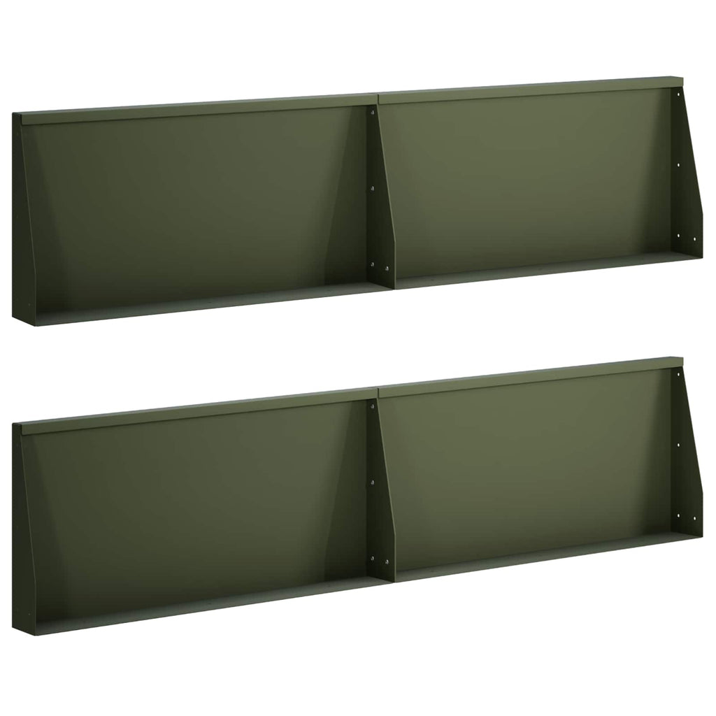 vidaXL Mur oporowy 4 szt. 80 x 12 x 50 cm Stal Oliwkowy zielony