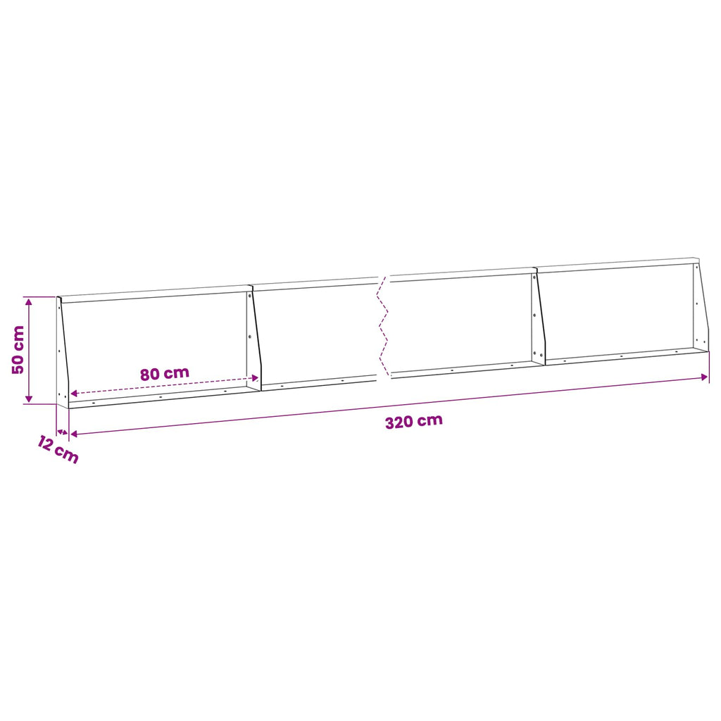 vidaXL Mur oporowy 4 szt. 80 x 12 x 50 cm Stal kortenowska Rdzawy