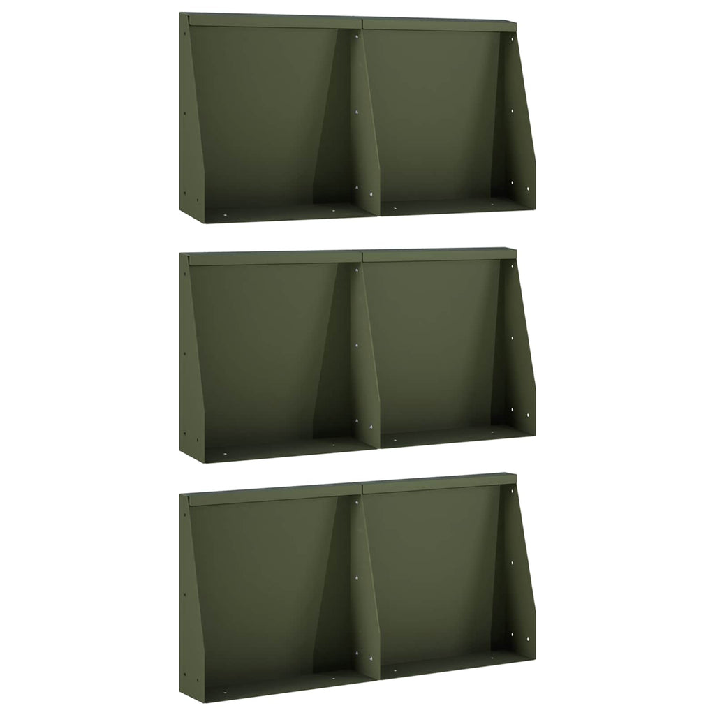vidaXL Mur oporowy 6 szt. 40 x 12 x 30 cm Stal Oliwkowy zielony