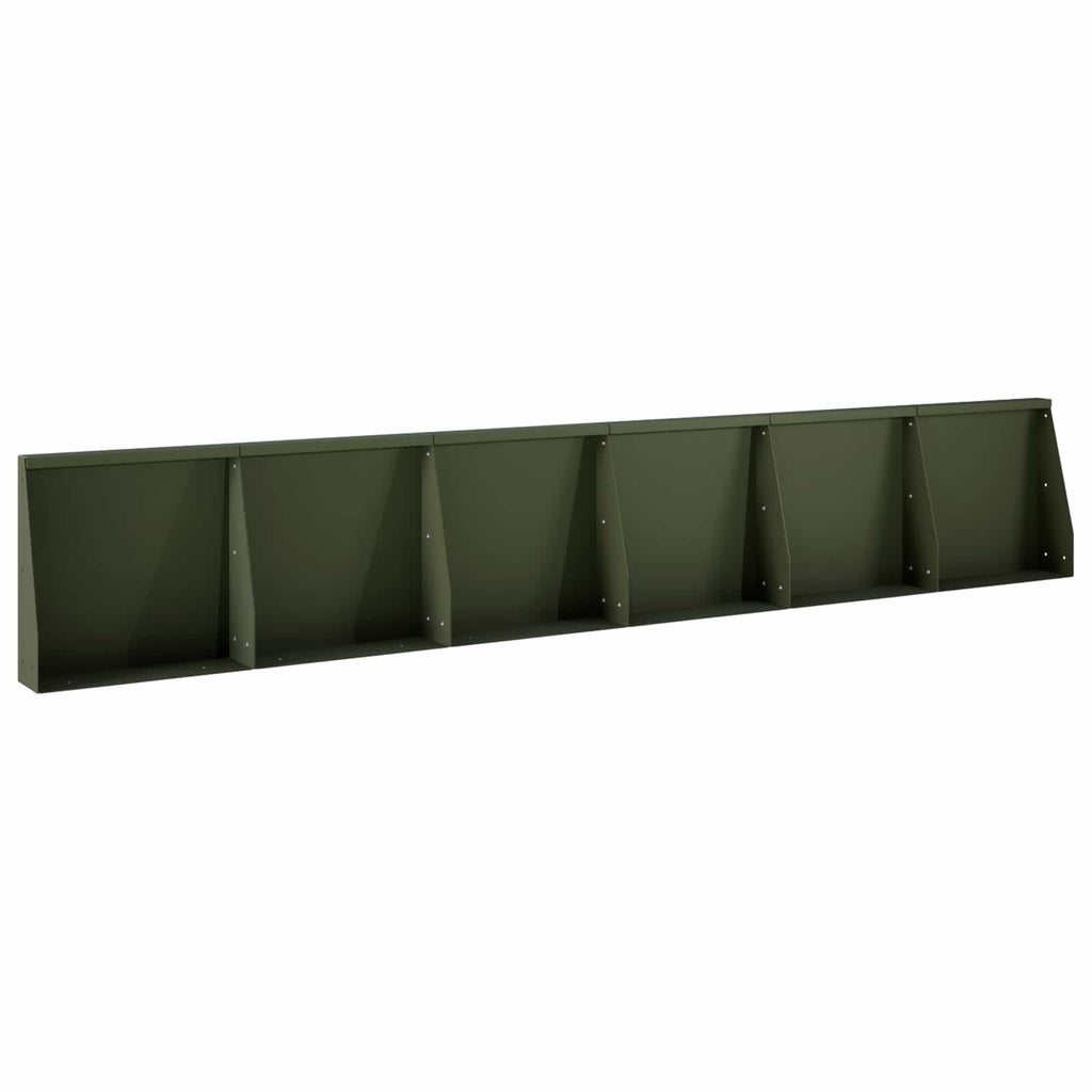 vidaXL Mur oporowy 6 szt. 40 x 12 x 30 cm Stal Oliwkowy zielony