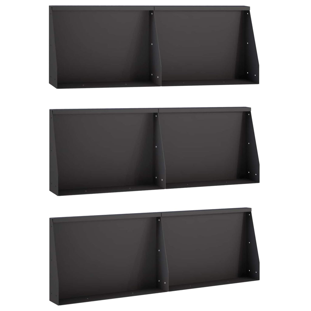 vidaXL Mur oporowy 6 szt. 60 x 12 x 30 cm Stal Czarny