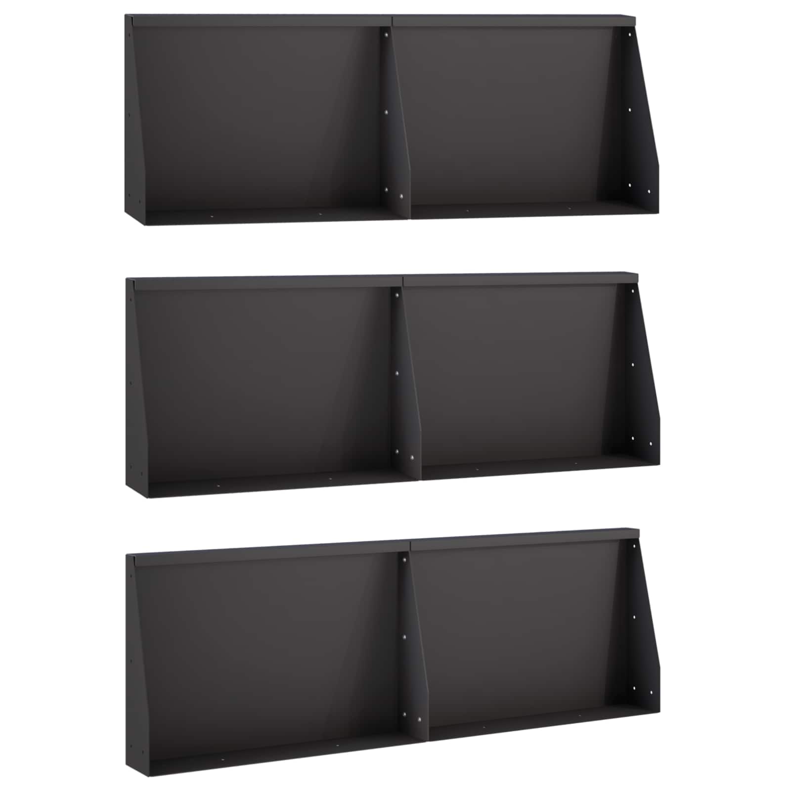 vidaXL Mur oporowy 6 szt. 60 x 12 x 30 cm Stal Czarny