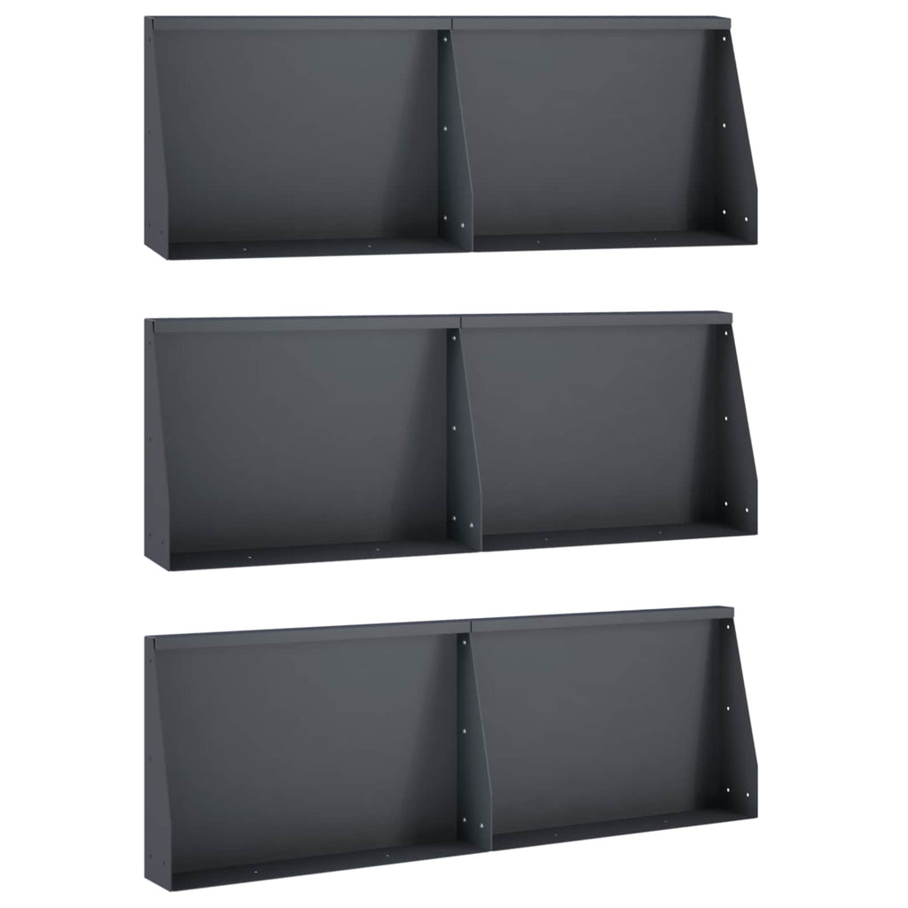 vidaXL Mur oporowy 6 szt. 60 x 12 x 30 cm Stal antracytowy