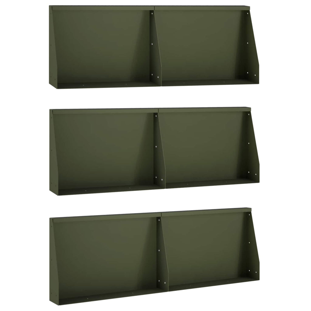 vidaXL Mur oporowy 6 szt. 60 x 12 x 40 cm Stal Oliwkowy zielony