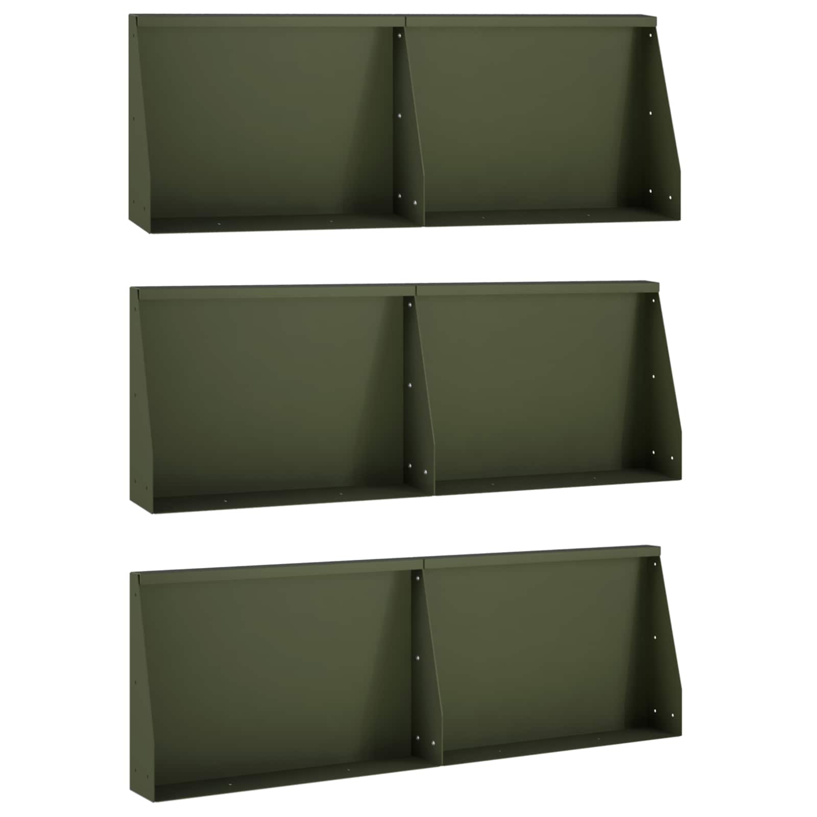 vidaXL Mur oporowy 6 szt. 60 x 12 x 40 cm Stal Oliwkowy zielony