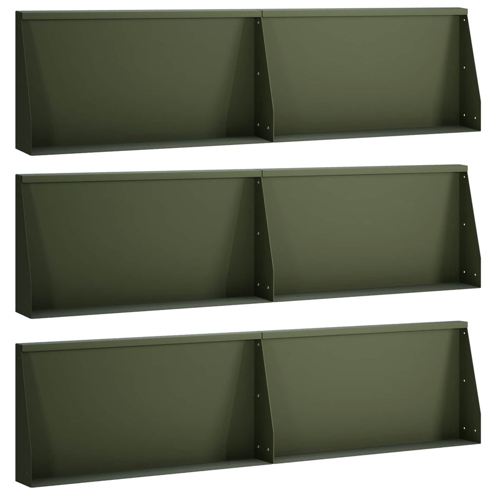 vidaXL Mur oporowy 6 szt. 80 x 12 x 30 cm Stal Oliwkowy zielony