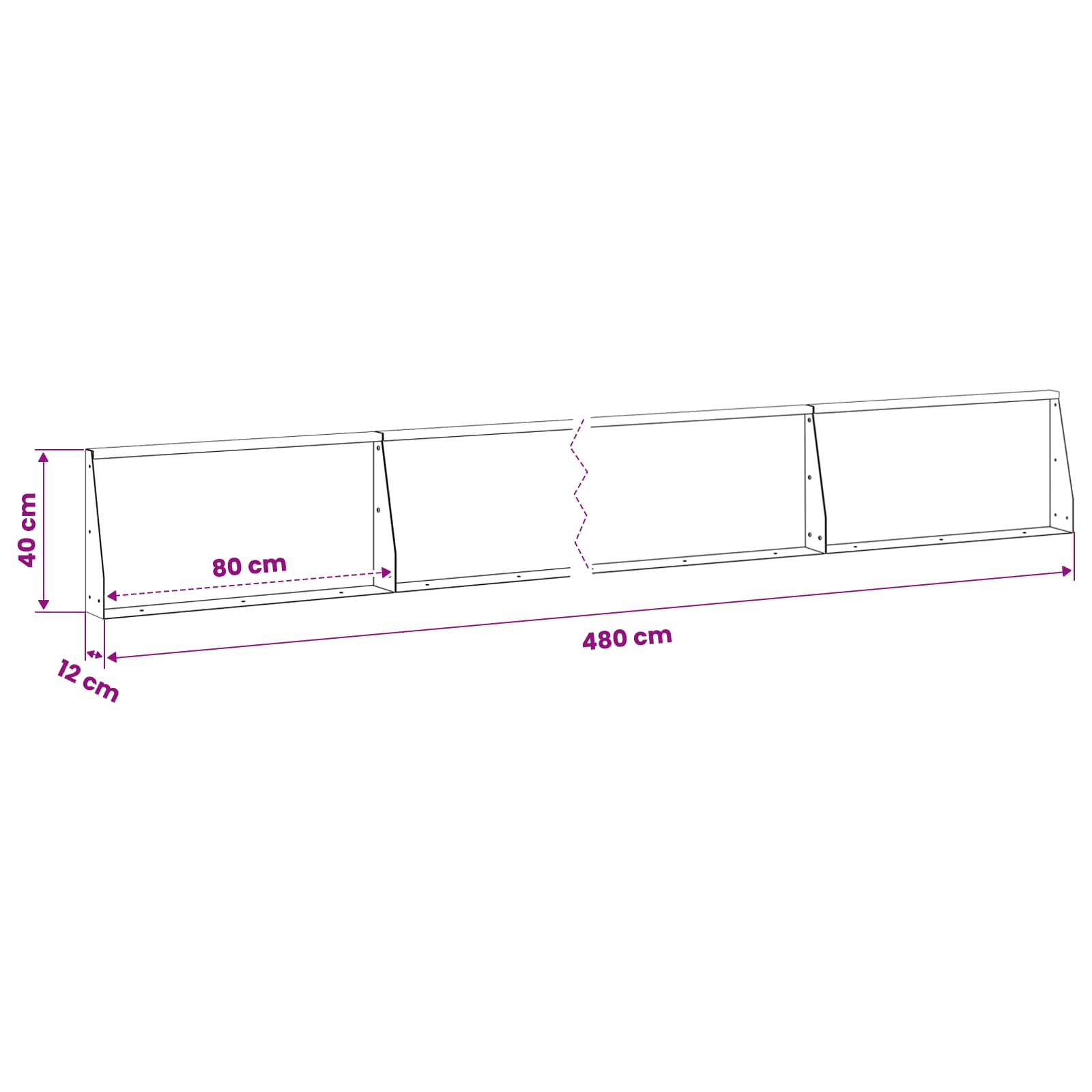 vidaXL Mur oporowy 6 szt. 80 x 12 x 40 cm Stal Biały