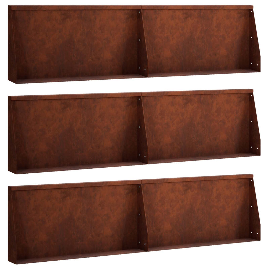vidaXL Mur oporowy 6 szt. 80 x 12 x 40 cm Stal kortenowska Rdzawy