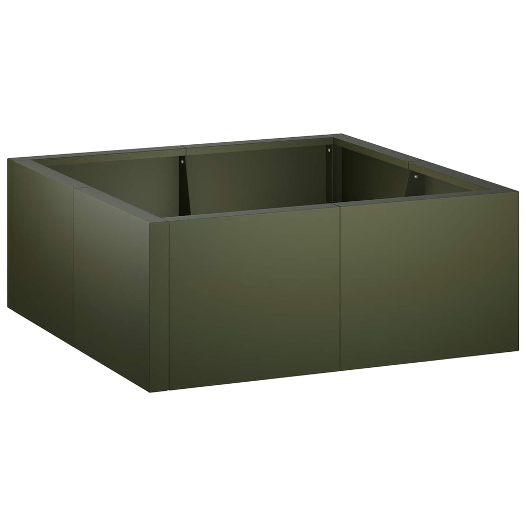 vidaXL Mur oporowy 4 szt. 100 x 100 x 50 cm Stal Oliwkowy zielony
