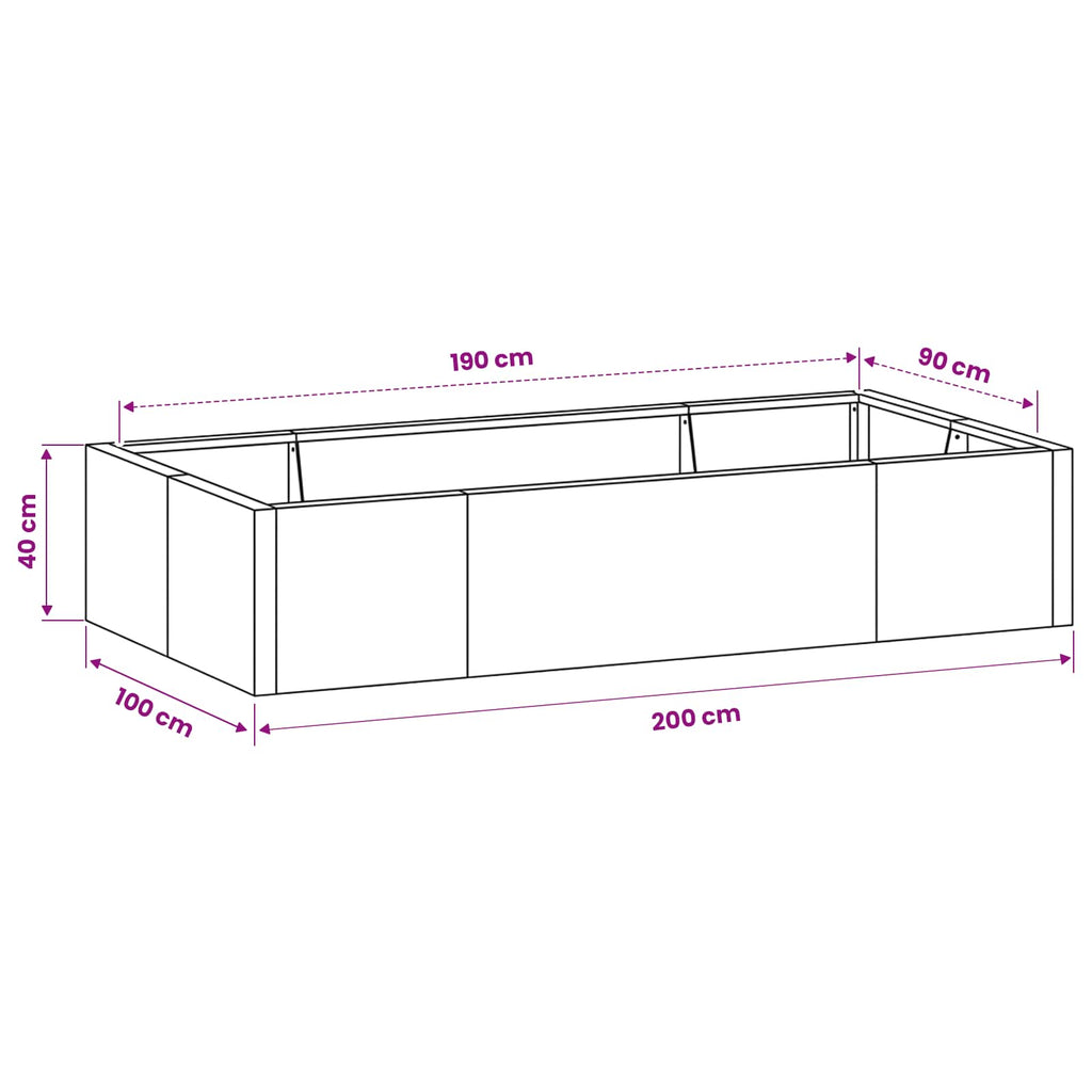vidaXL Mur oporowy 6 szt. 200 x 100 x 40 cm Stal Czarny