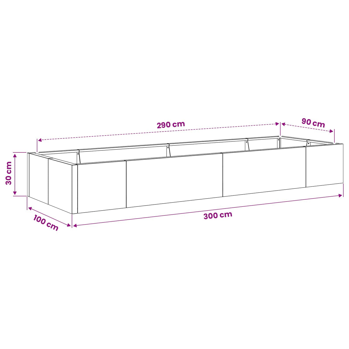 vidaXL Mur oporowy 8 szt. 300 x 100 x 30 cm Stal Biały