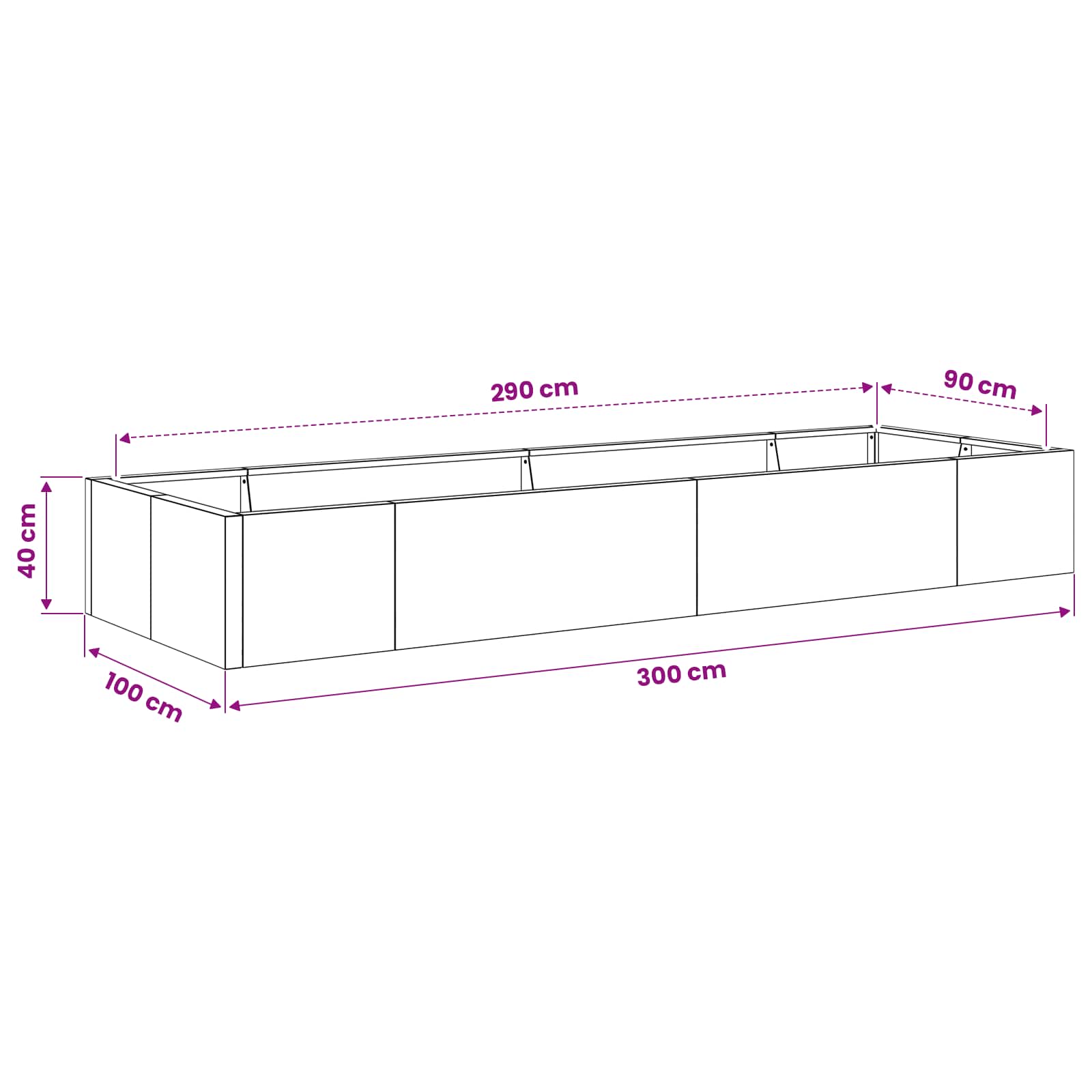 vidaXL Mur oporowy 8 szt. 300 x 100 x 40 cm Stal Biały