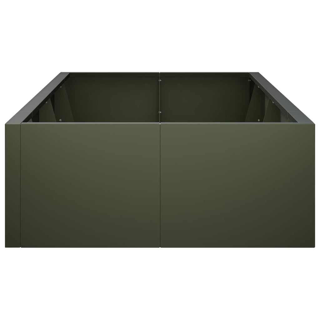 vidaXL Mur oporowy 8 szt. 300 x 100 x 40 cm Stal Oliwkowy zielony
