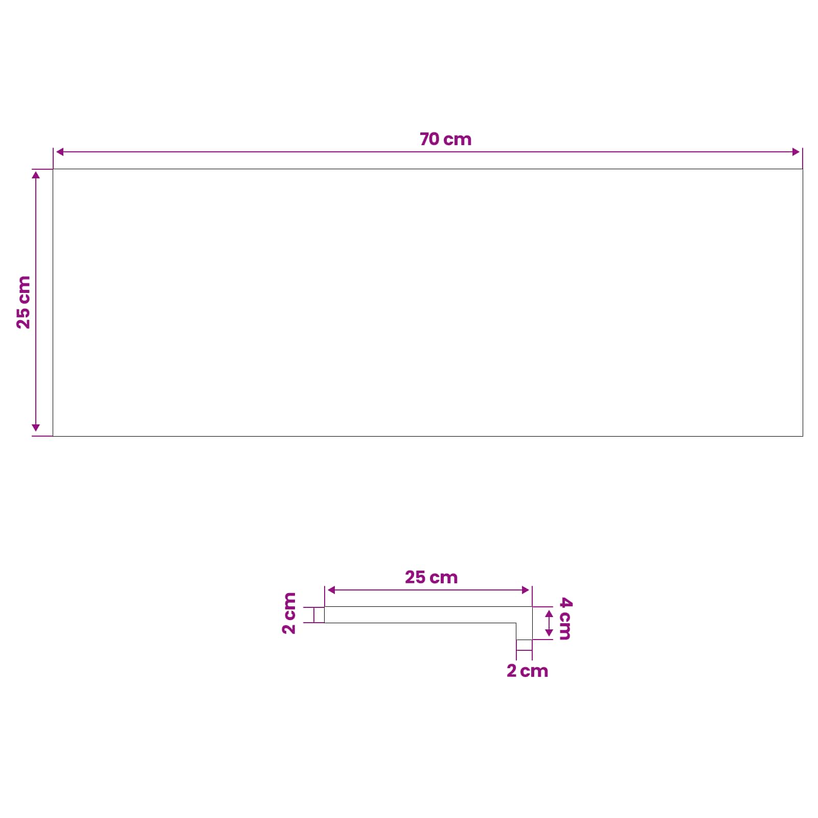 vidaXL Stopień 2 szt. 70 x 25 x 2 cm Biały Dąb lite