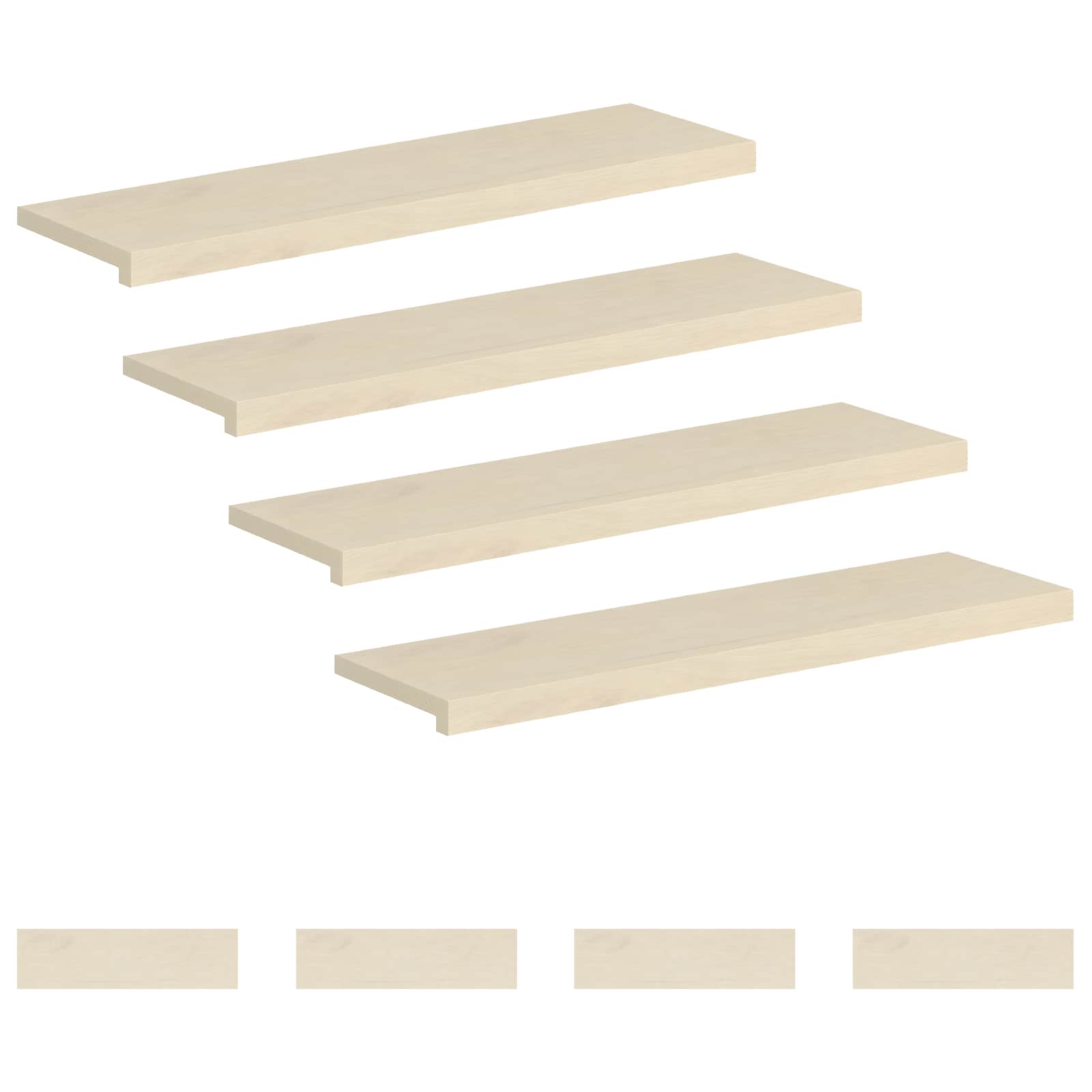 vidaXL Stopień 8 szt. 90 x 25 x 2 cm Biały Dąb lite
