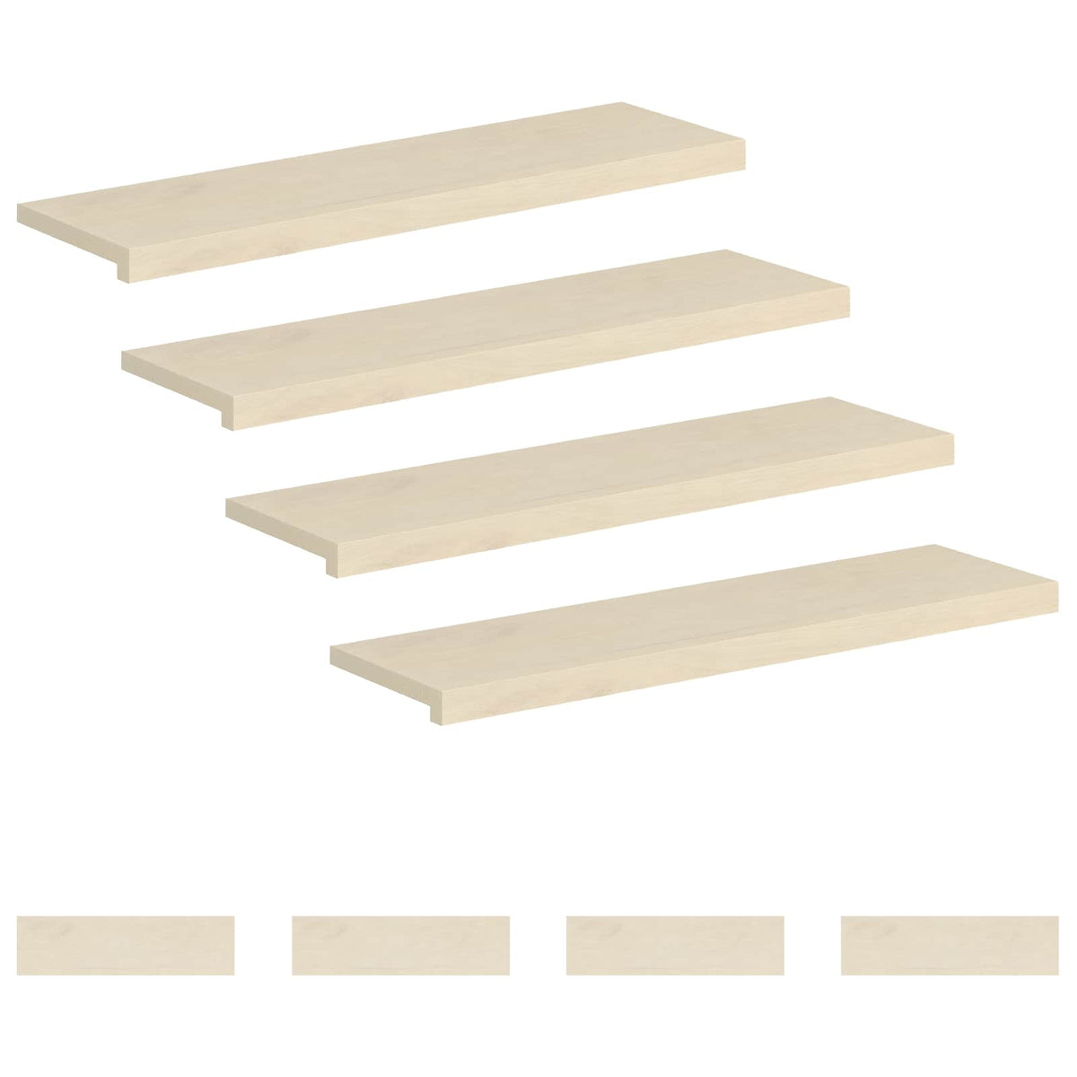 vidaXL Stopień 8 szt. 100 x 30 x 2 cm Biały Dąb lite